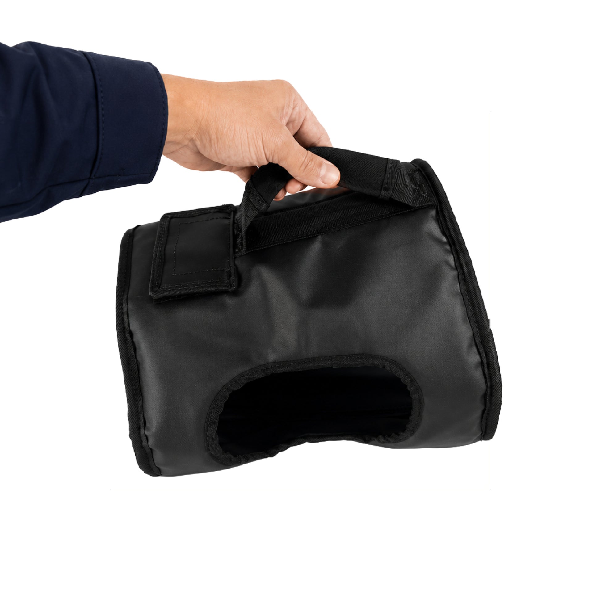 SNL protective cover for SKYLOTEC ActSafe powered ascender — side profile, held by the carry handle